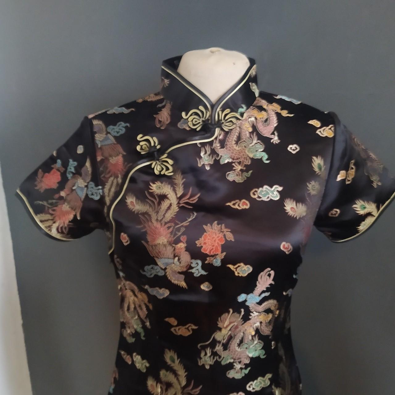 Satin #dragon print #Chinese #dress. XS. With side... - Depop