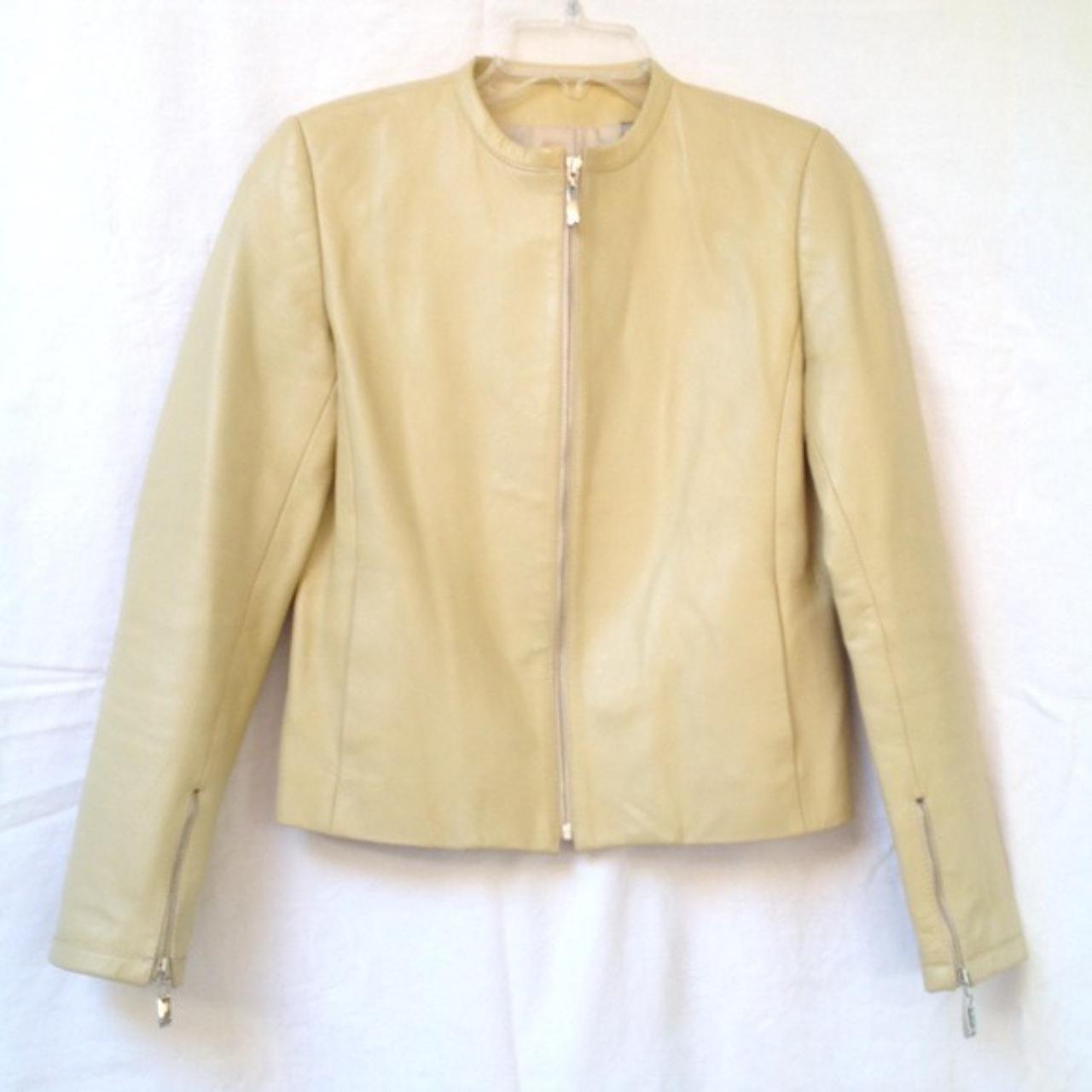 City DKNY Soft Light Yellow Leather Jacket Womens 4