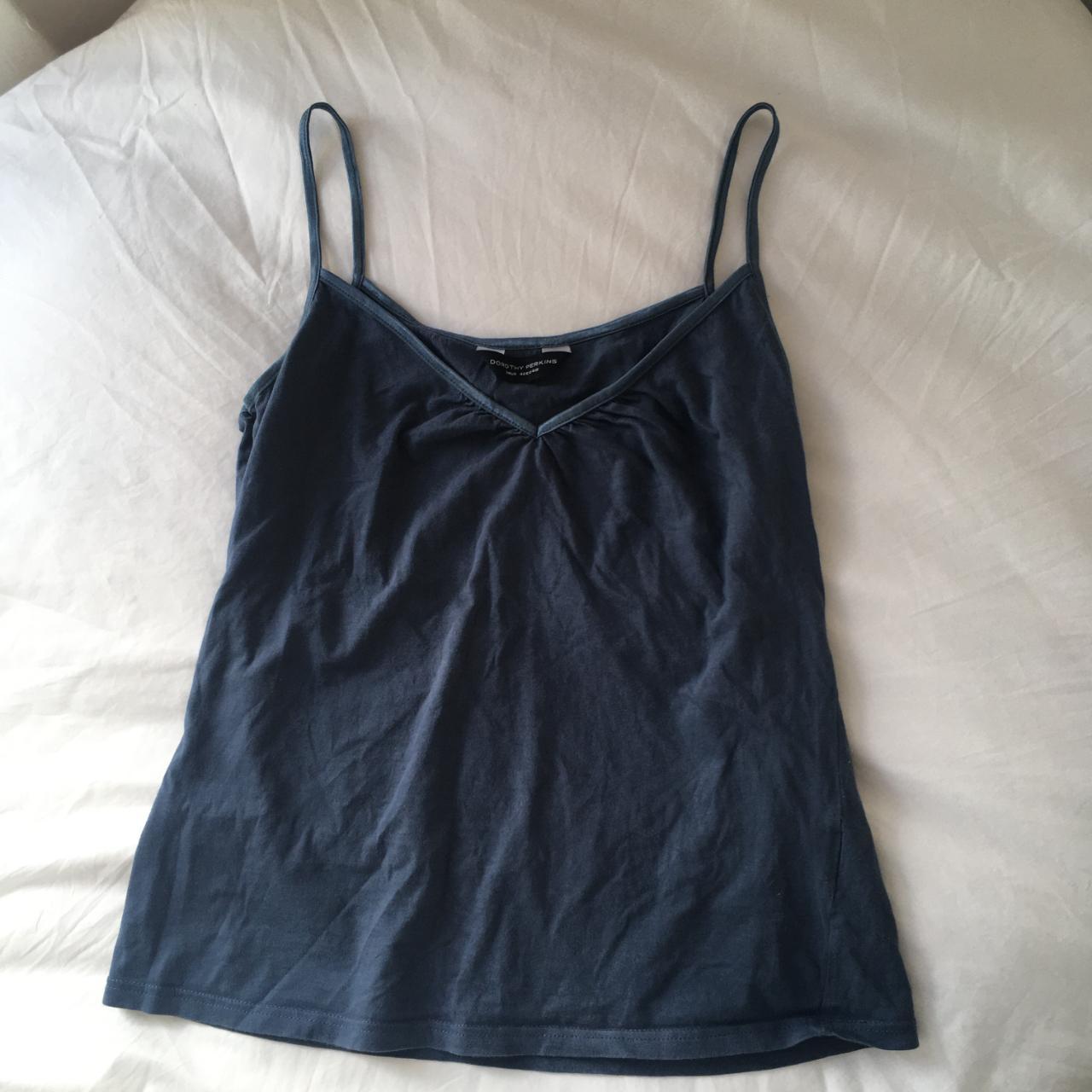 VINTAGE 00'S BLUE CAMI TOP WITH STRAPS Size 14 but... - Depop