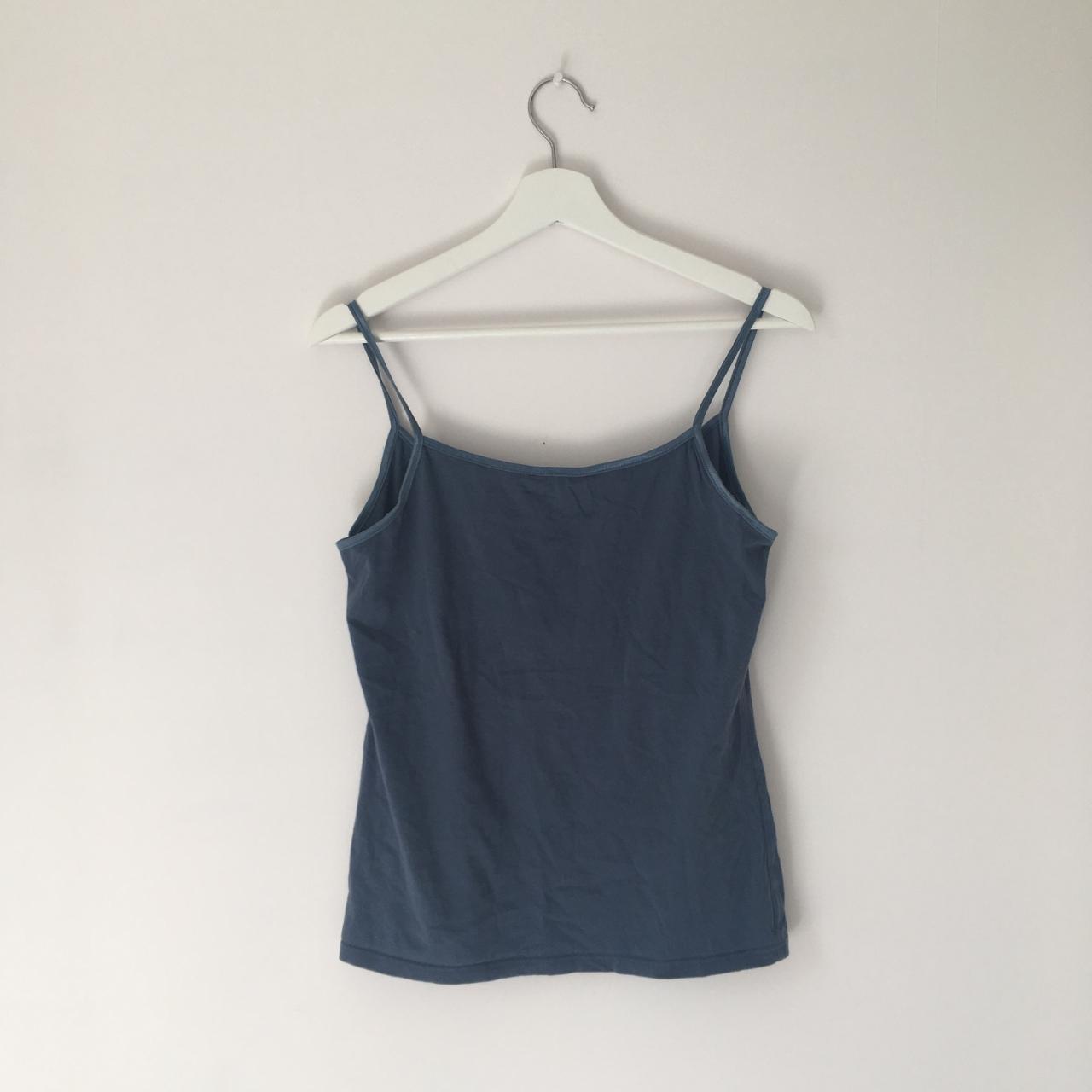 VINTAGE 00'S BLUE CAMI TOP WITH STRAPS Size 14 but... - Depop