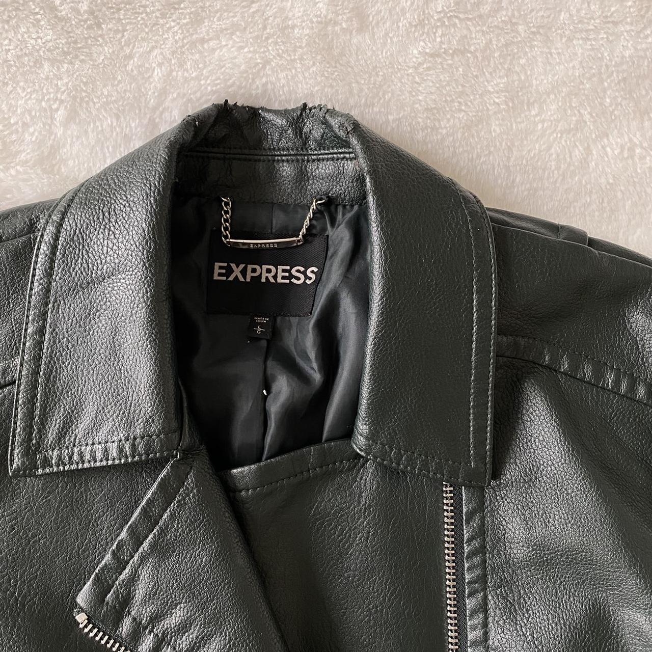 Express green outlet leather jacket