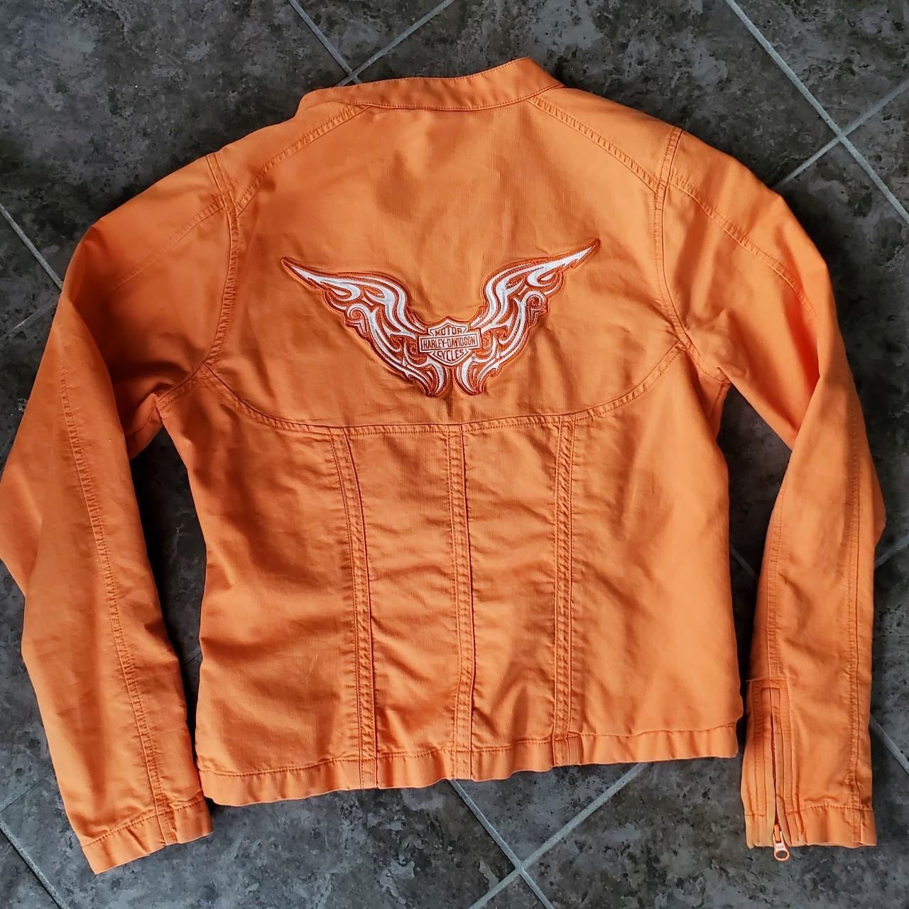 Harley Davidson orange moto jacket Such an amazing... Depop