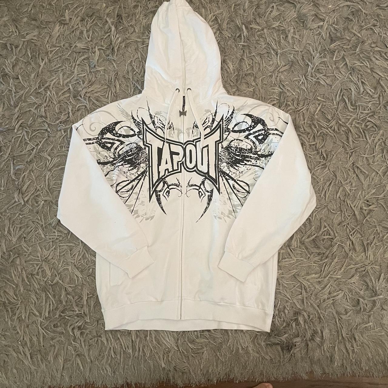 Affliction Men's Black and White Hoodie | Depop