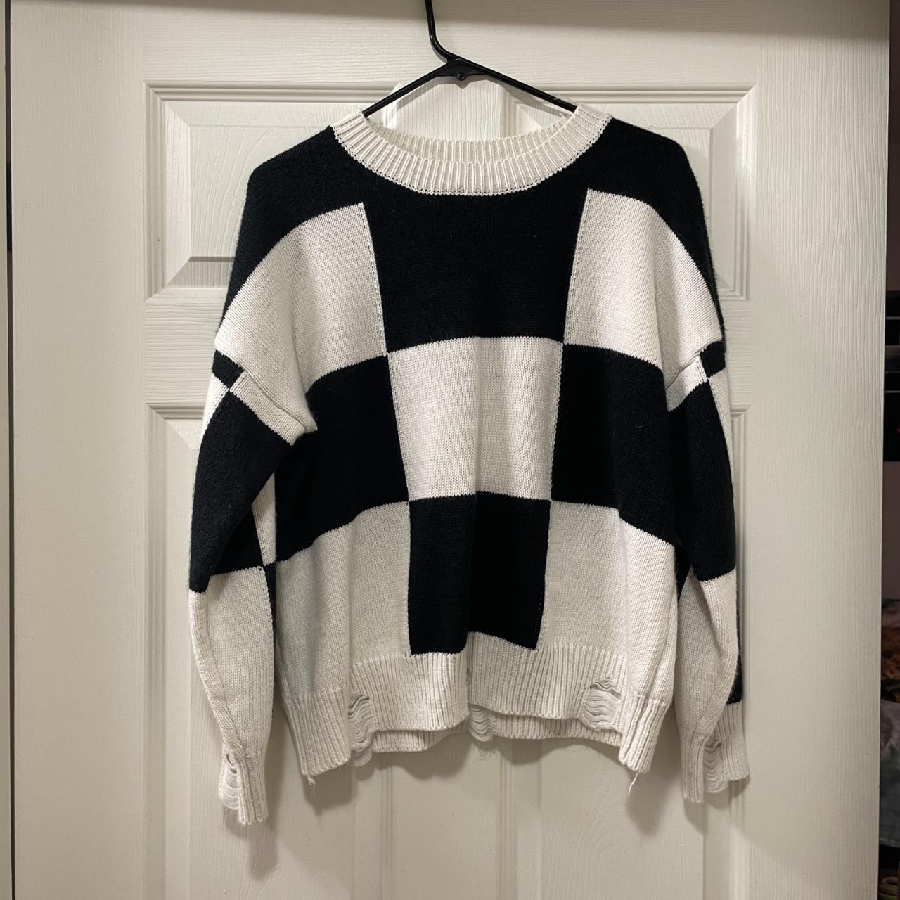 Black and white checkered sweater best sale