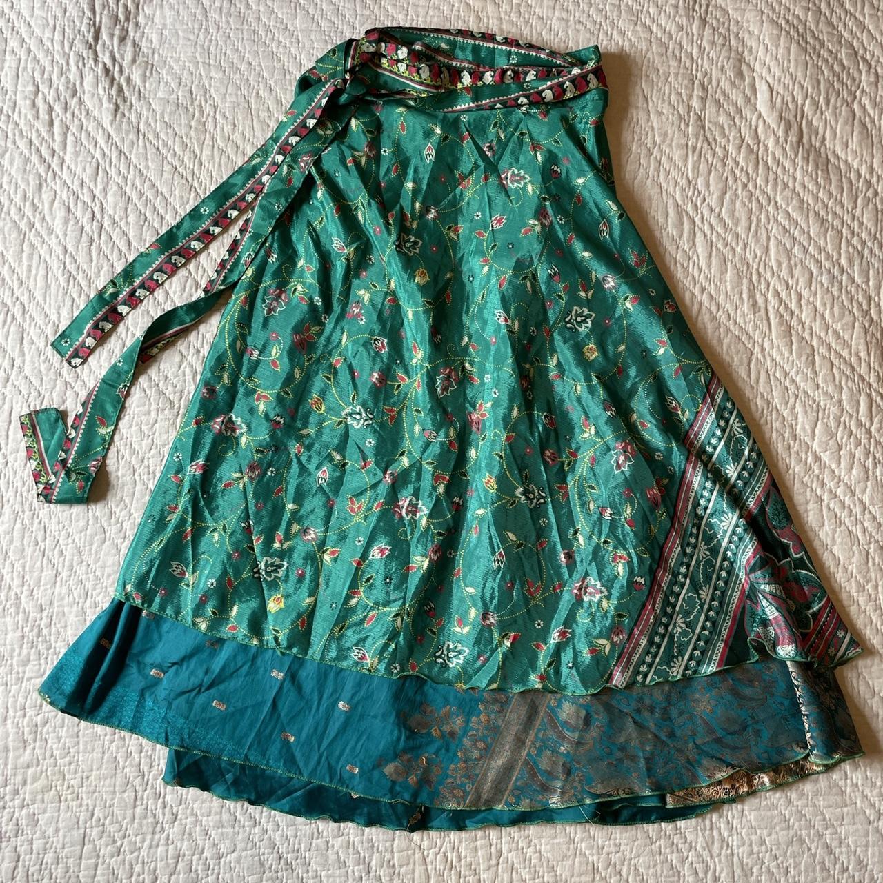 This 80 silk wrap skirt Tag says size... Depop