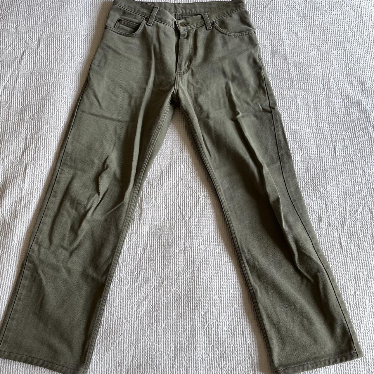 vintage olive green lee jeans great condition 32 x... - Depop