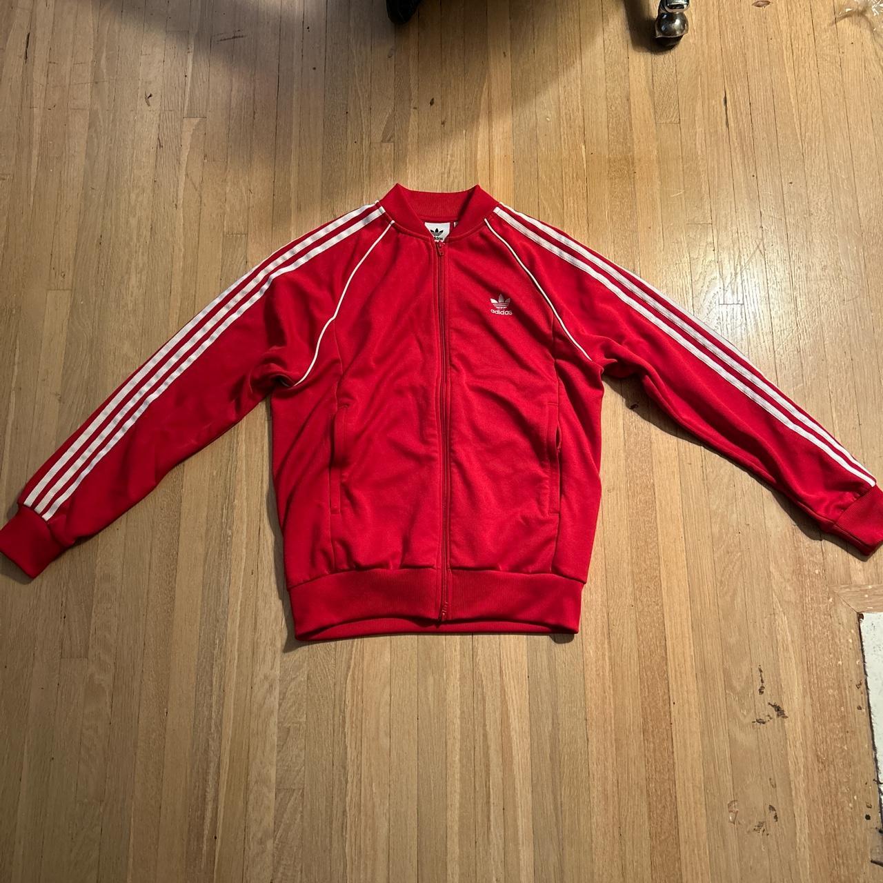 Red & White Adidas Tracksuit Jacket adidas... Depop