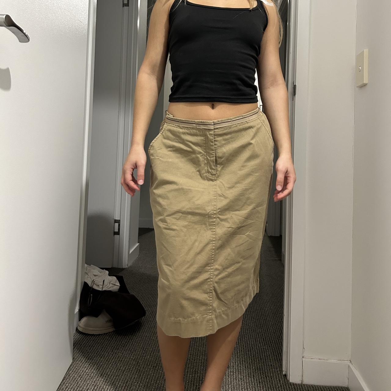 Tan and cream cargo skirt y2k cargo Size Aus 12. Depop