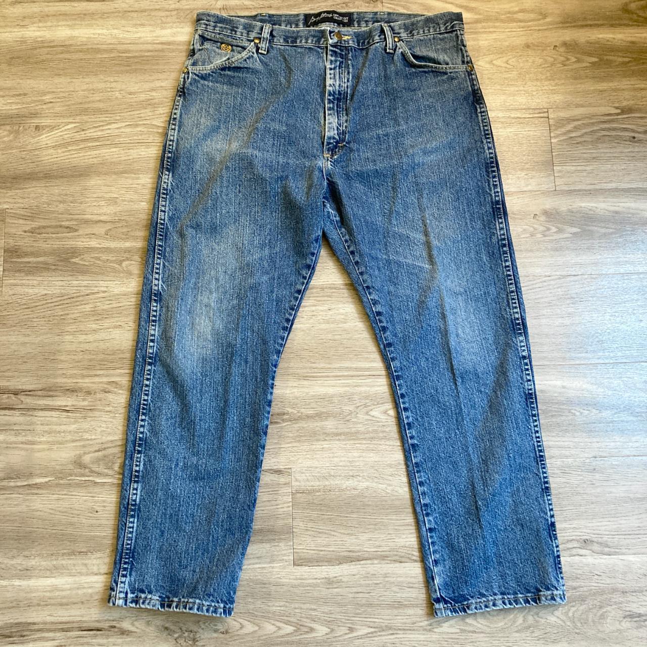 Wrangler Men's Navy and Blue Jeans | Depop