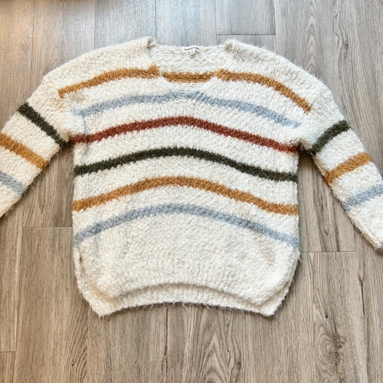 STRIPED EYELASH SWEATER in White Multi