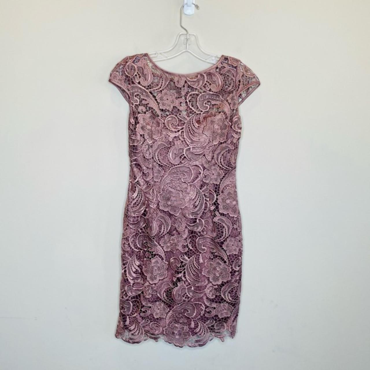 Adrianna Papell Illusion Cap Sleeve Dress Size 2