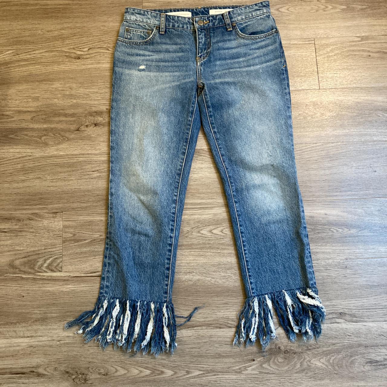 Pilcro and The Letterpress Anthropologie Hyphen Straight buy Leg Fringe Jeans