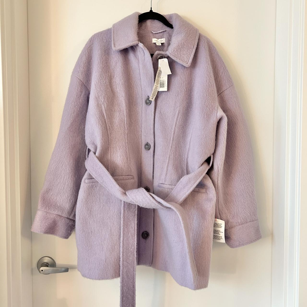 Topshop Ovoid Sleeve Belted Shacket Peacoat in Lilac. Depop