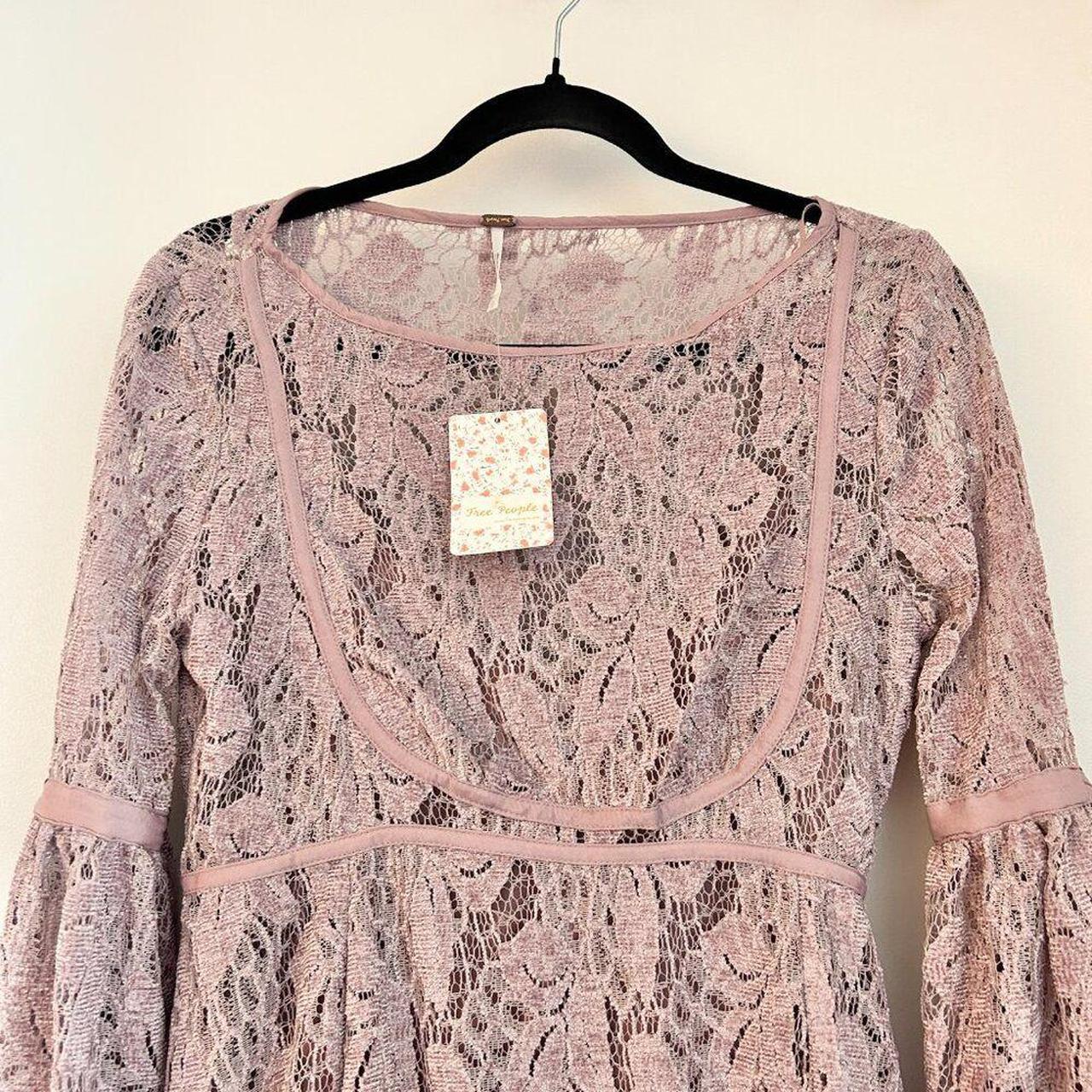 Free People Ruby Crochet Lace Mini Dress in Lilac. Depop