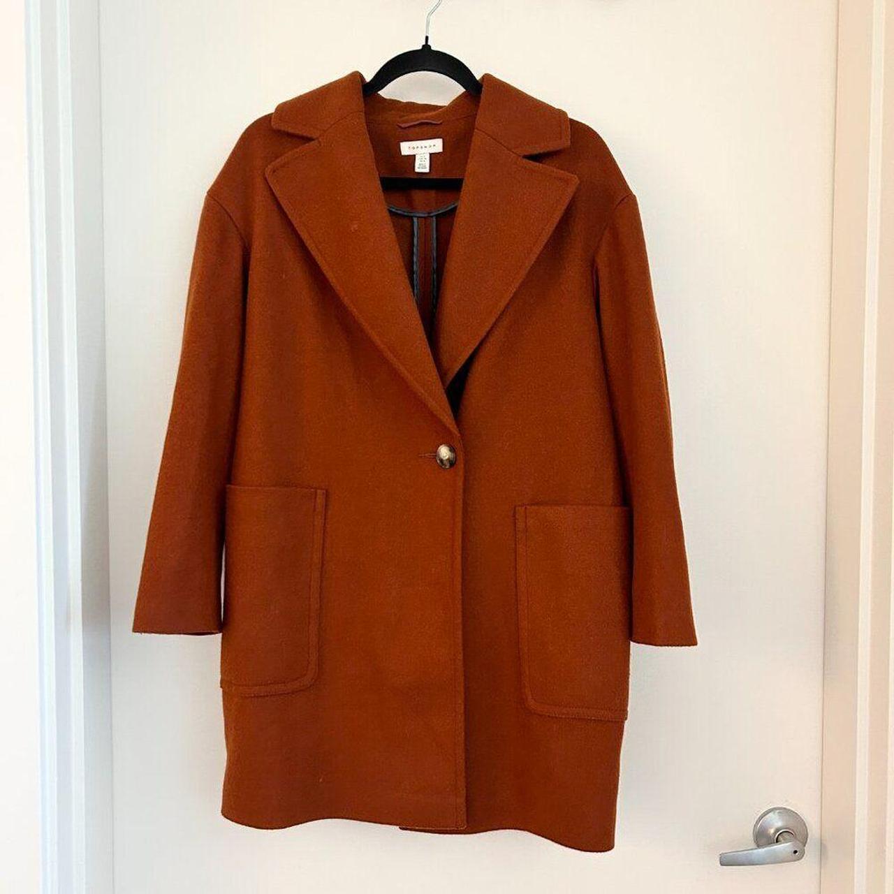 Topshop Camel Brown Carly Single Breast Peacoat Depop