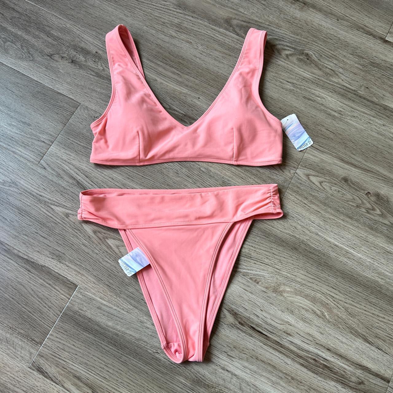 Forever 21 Light Pink V Neck High Waist Bikini Set