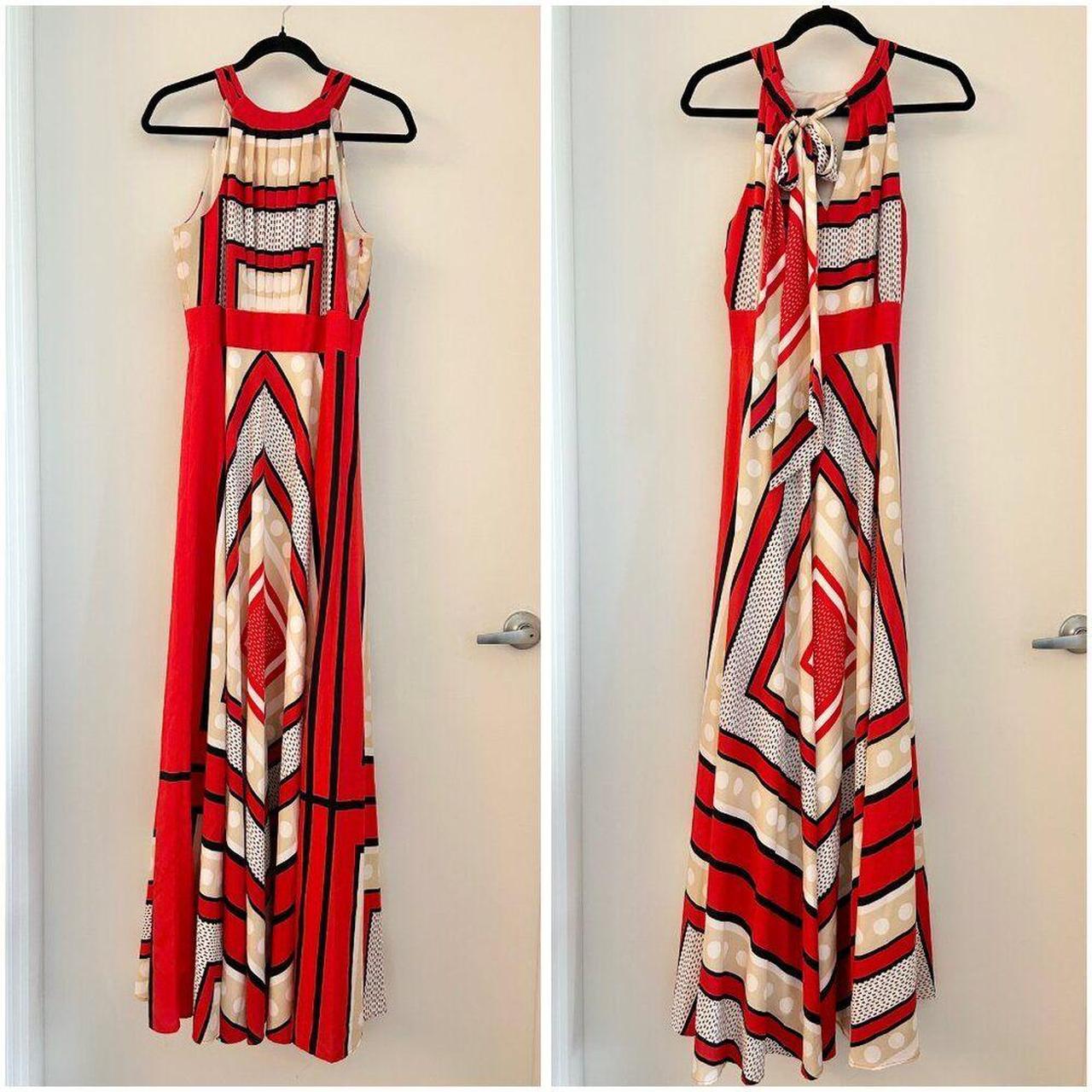 Eliza J. Geometric Print Halter Neck Maxi Dress Depop