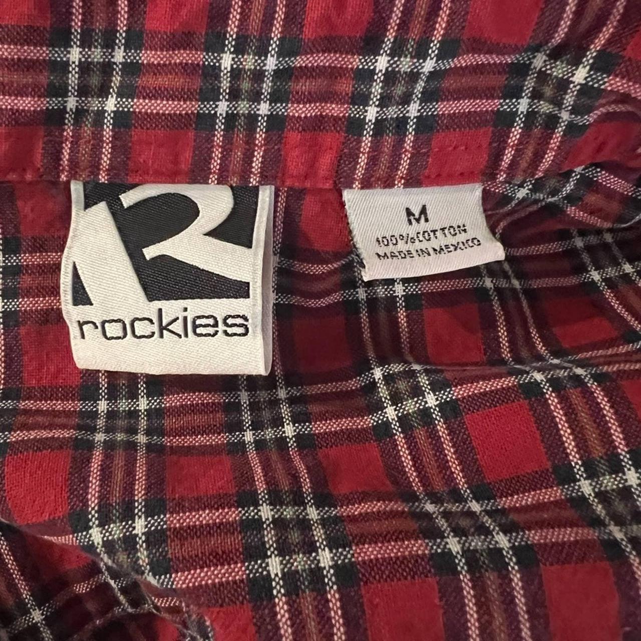 Rockies Women Shirt Medium Blue Burgundy Plaid - Depop