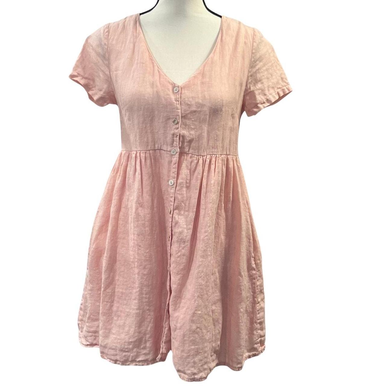 Pink linen Hamptons babydoll dress by Jillian Harris. Depop