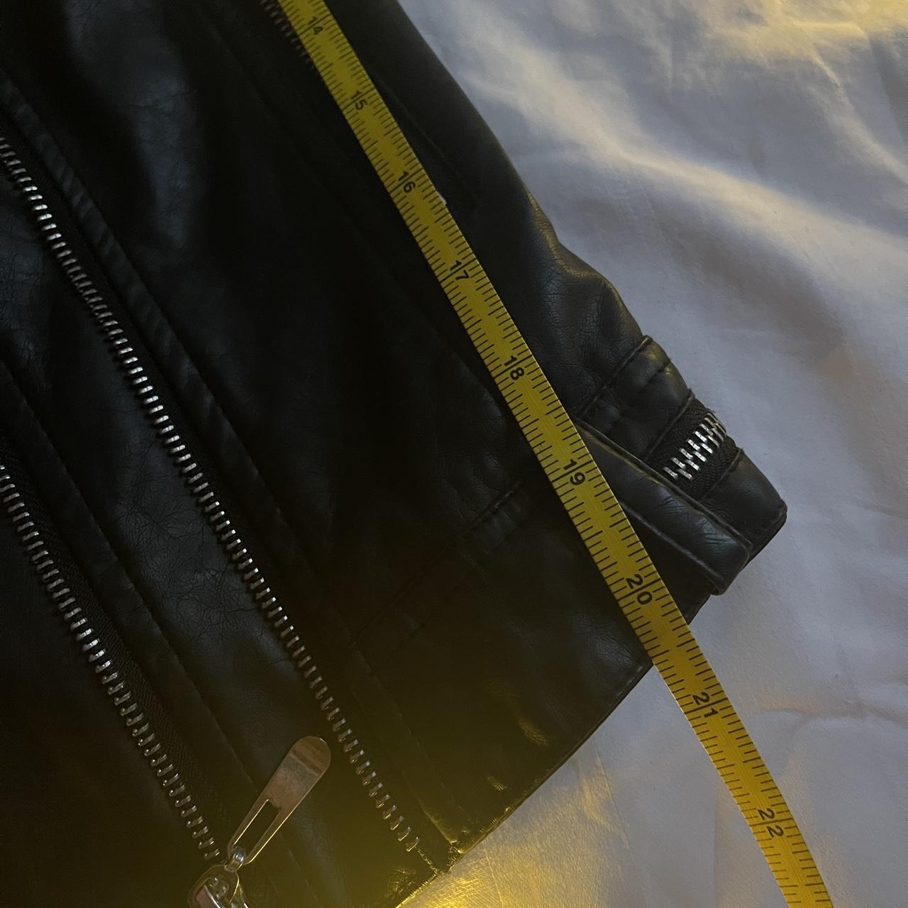 Black leather studded biker jacket Size is U.S.... Depop