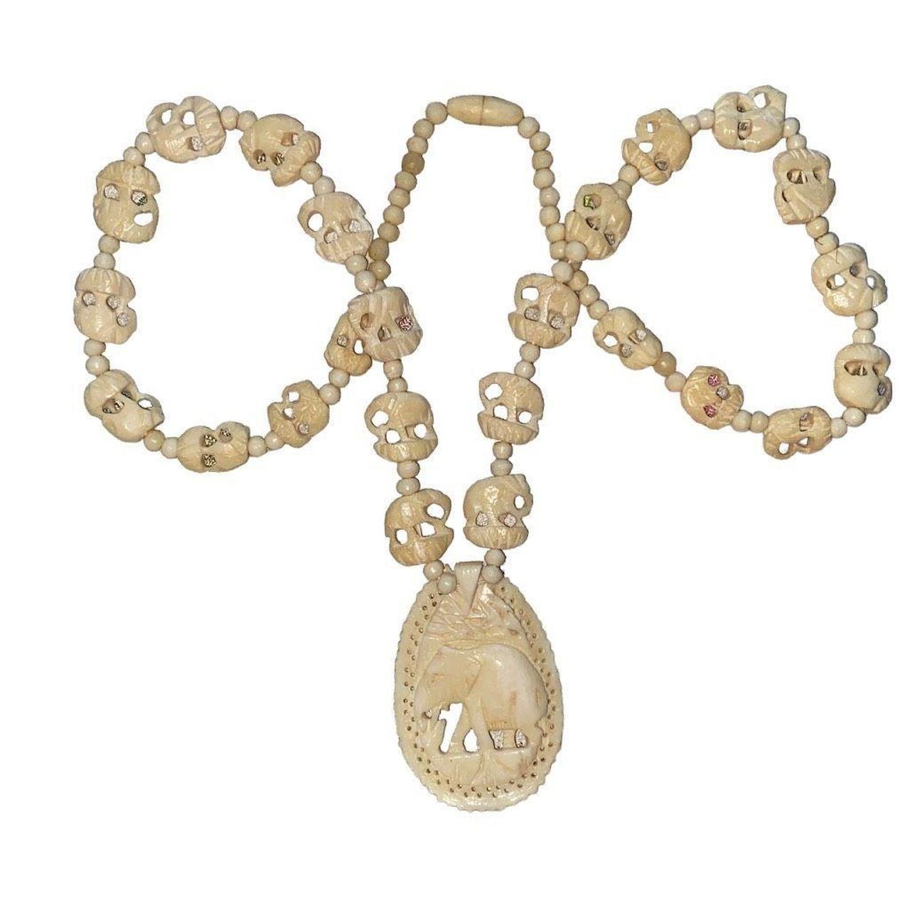 Vintage 1950s Carved Bovine Bone Elephant Depop