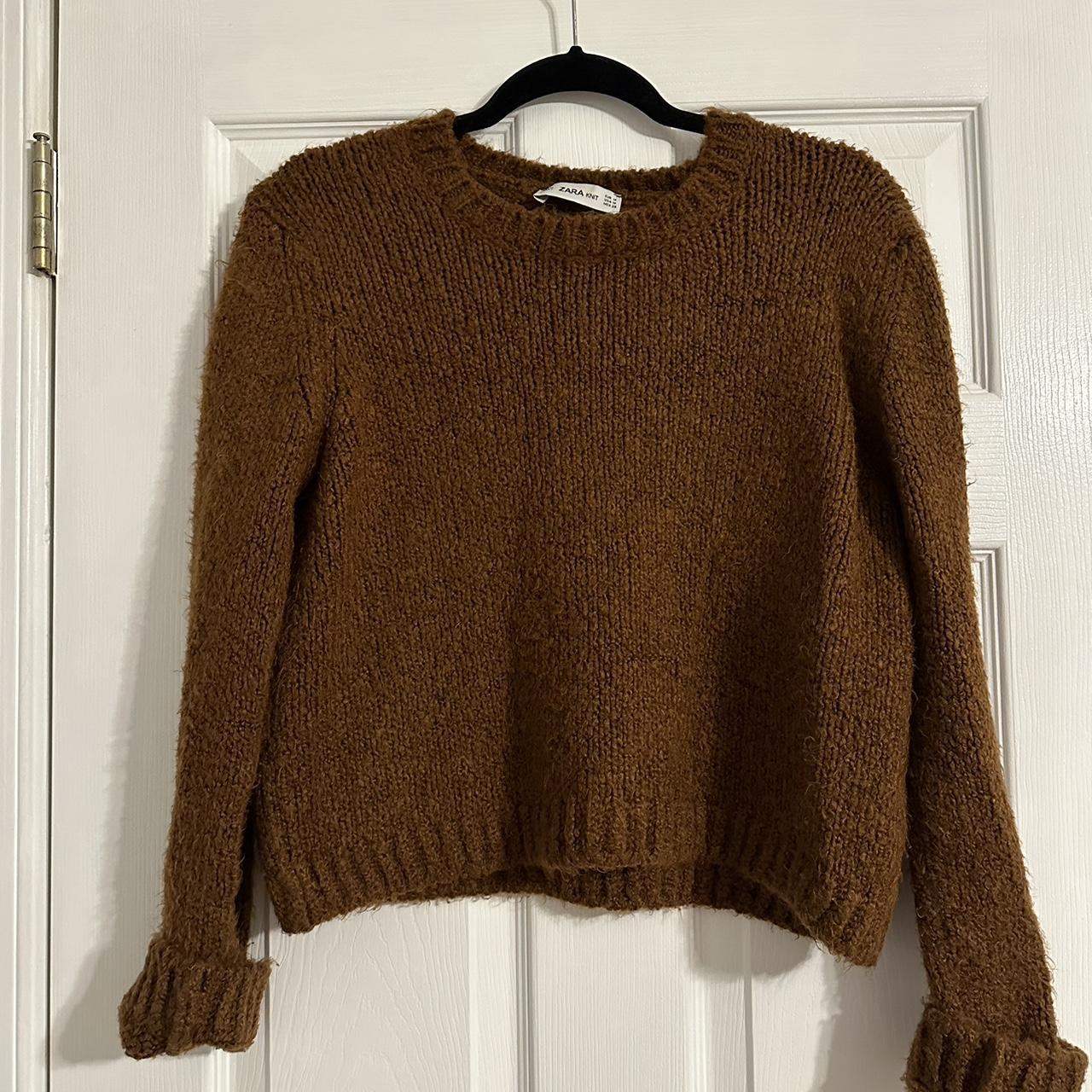 Zara Knit Sweater - Burnt Orange - Depop