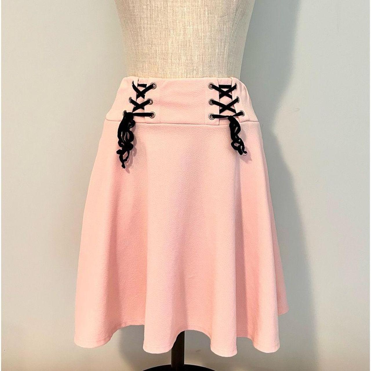 Hot Topic Midnight Hour Pink Lace Up Skater Skirt. Depop