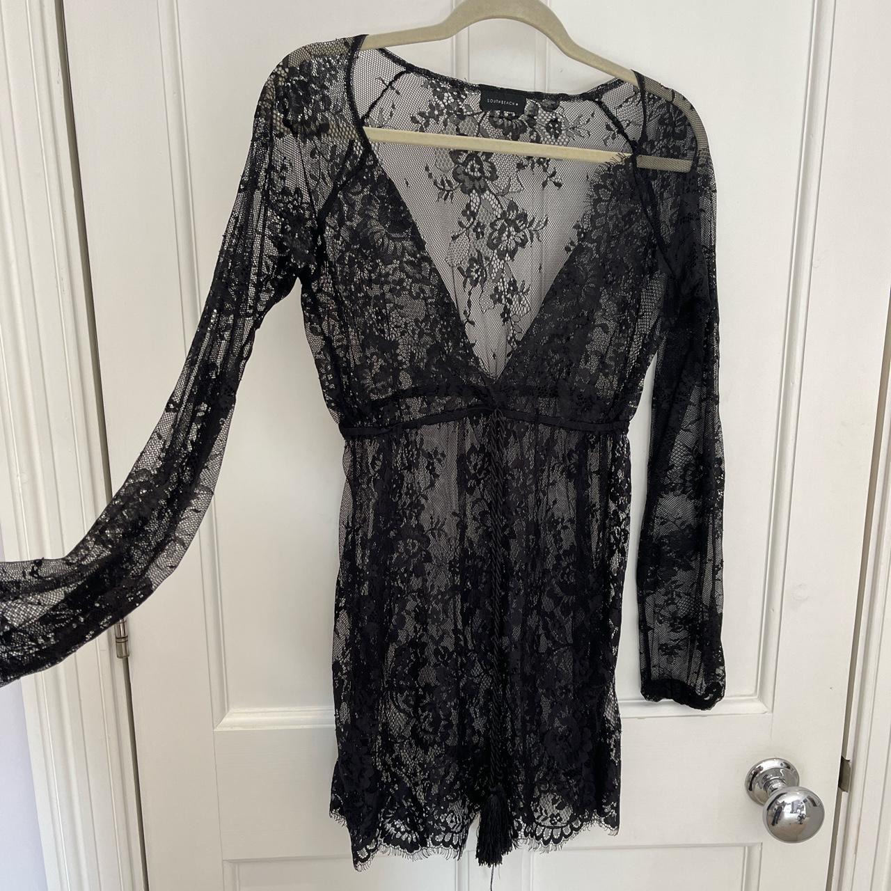 South Beach black sheer lace dress / beach cover up.... - Depop