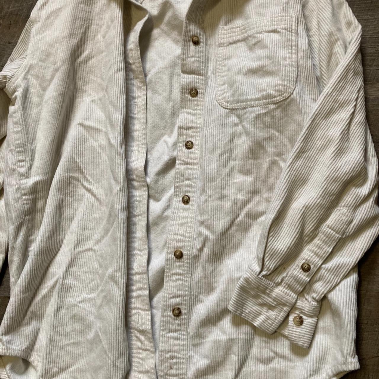 American Eagle Outfitters Men's Tan and Cream Shirt | Depop