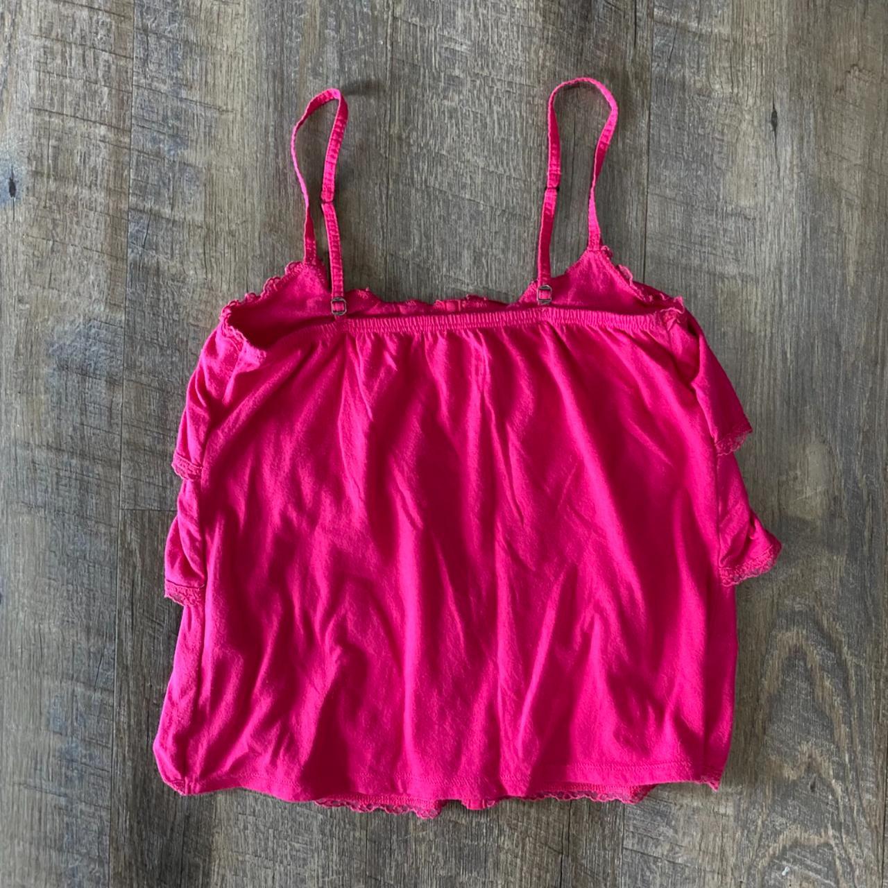 2000s Hollister Pink Ruffle Tiered Button Top In... - Depop