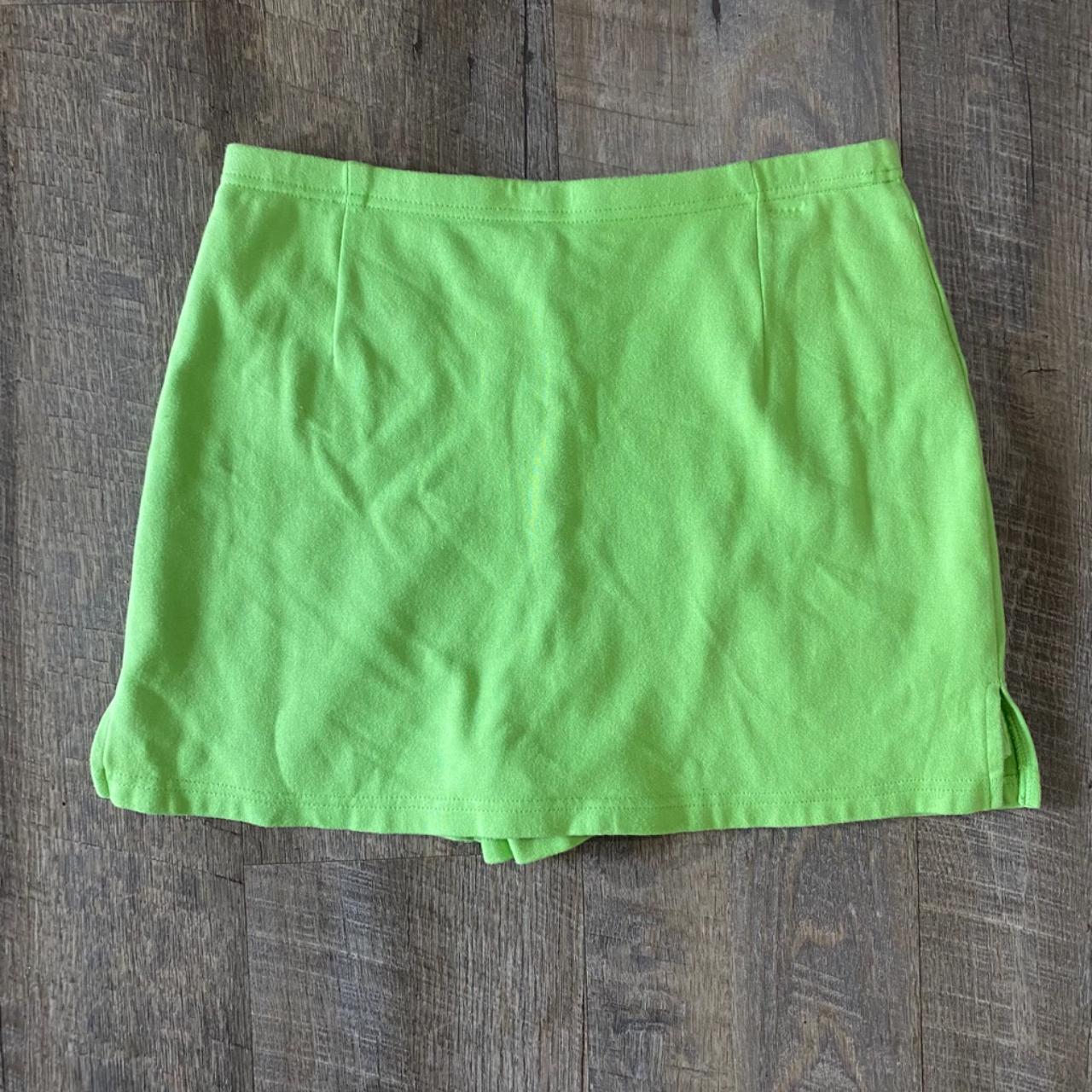 2000s Lime Green Mini Skirt Skort ♡cutest bright... - Depop