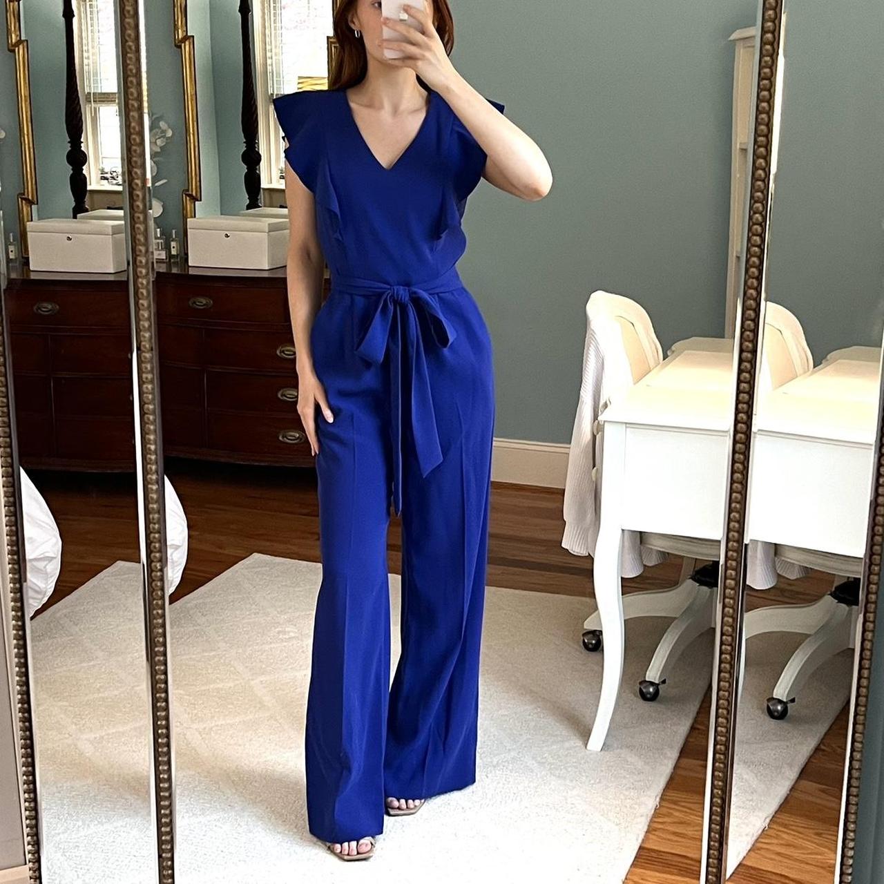 Tahari jumpsuit blue online