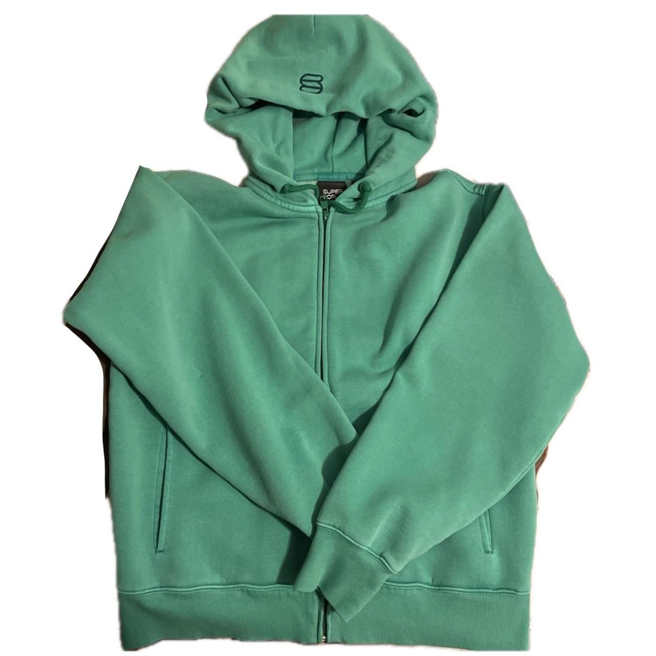 Aritzia super world fleece in green hoodie/jacket... - Depop