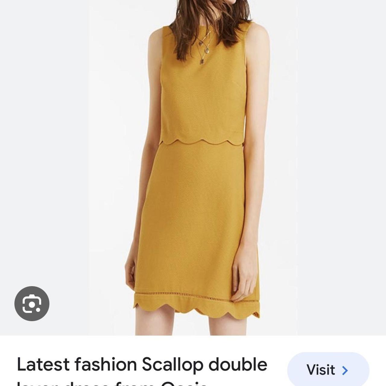 Oasis Scallop Hem Dress Yellow UK Size. Depop