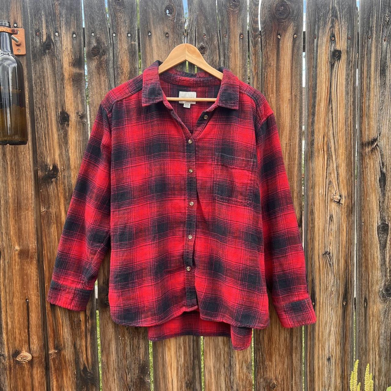 American Eagle red and black plaid boyfriend Depop