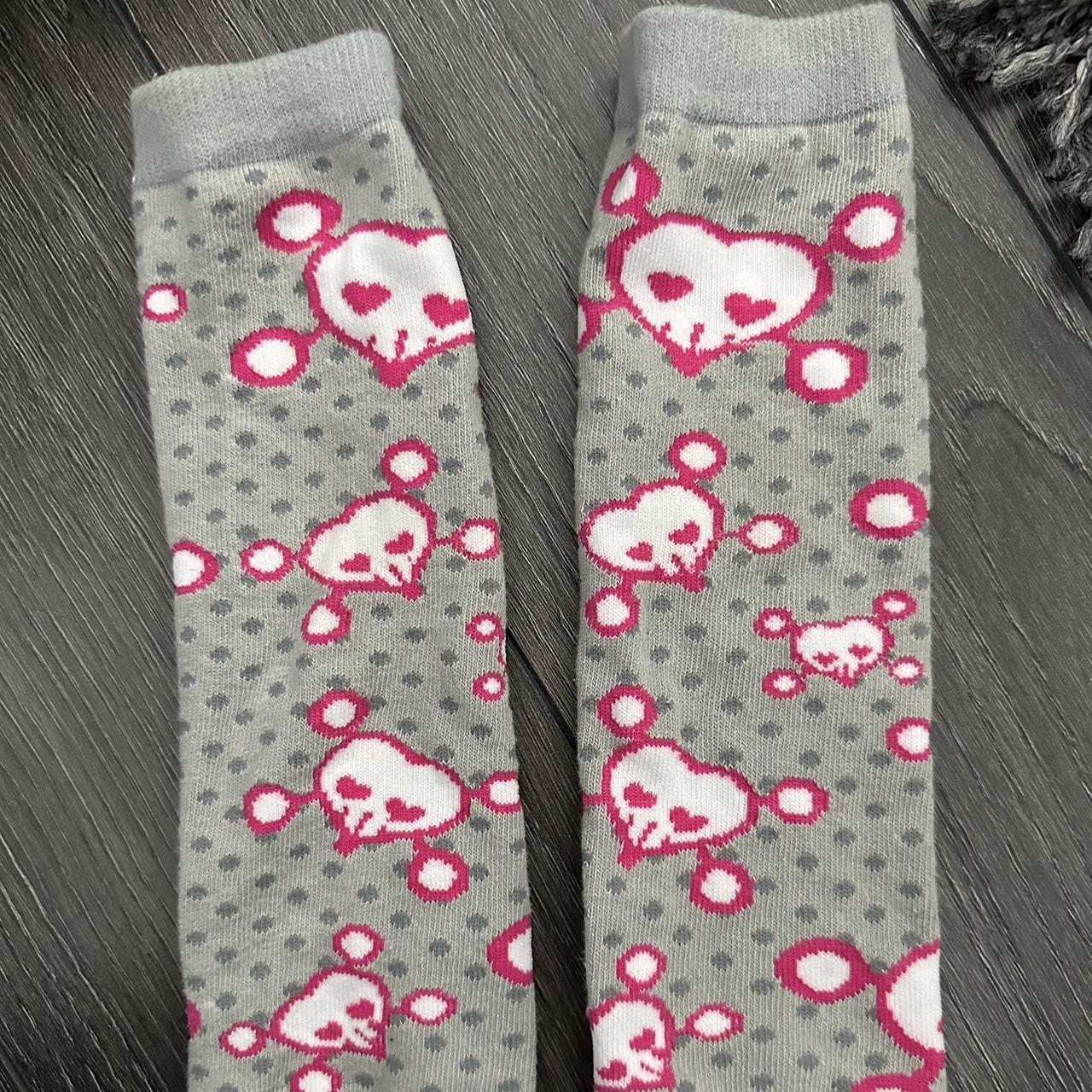 Send me offers Cute pink and white skull arm warmers... Depop