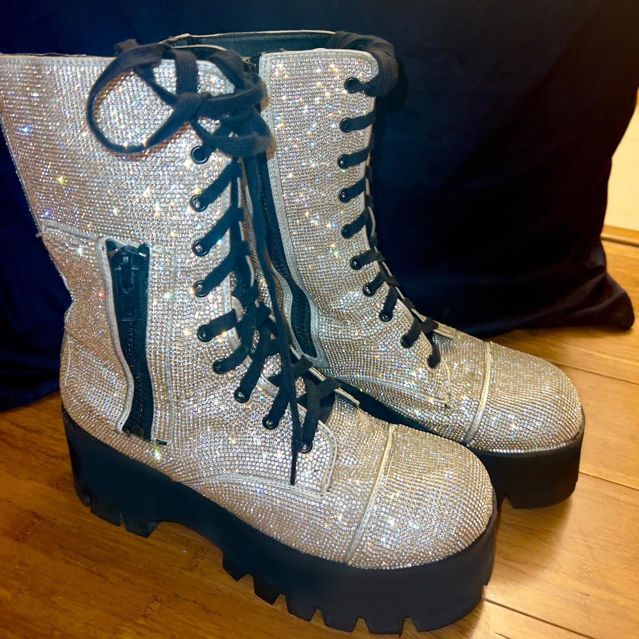 rhinestone combat boots