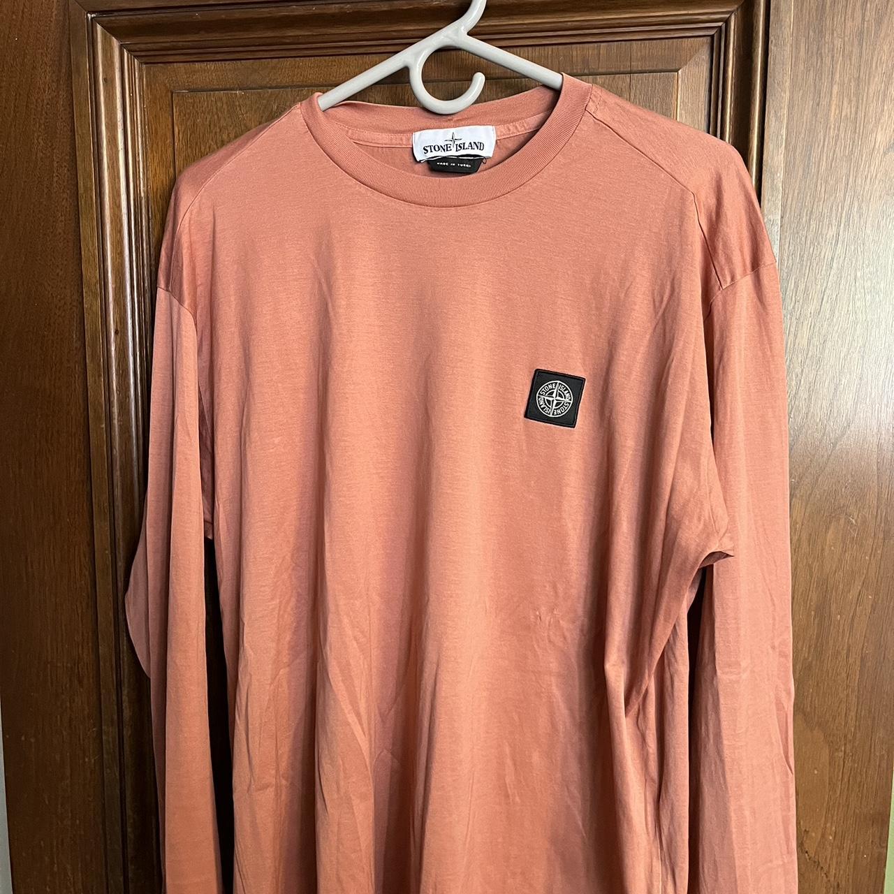 Stone Island Red/Coral Long Sleeve Tee Gently worn, - Depop