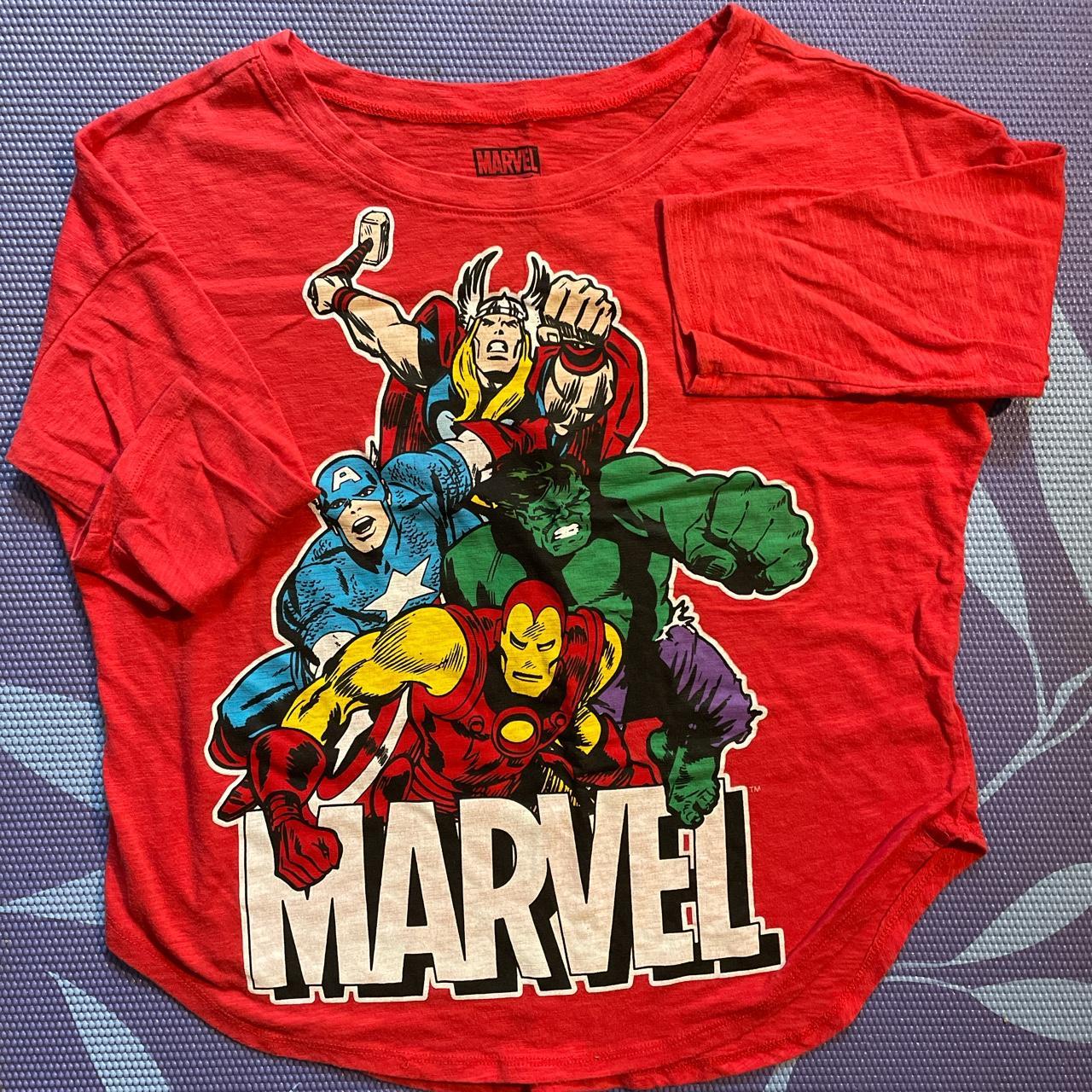 Marvel Women's Red and Yellow Shirt | Depop