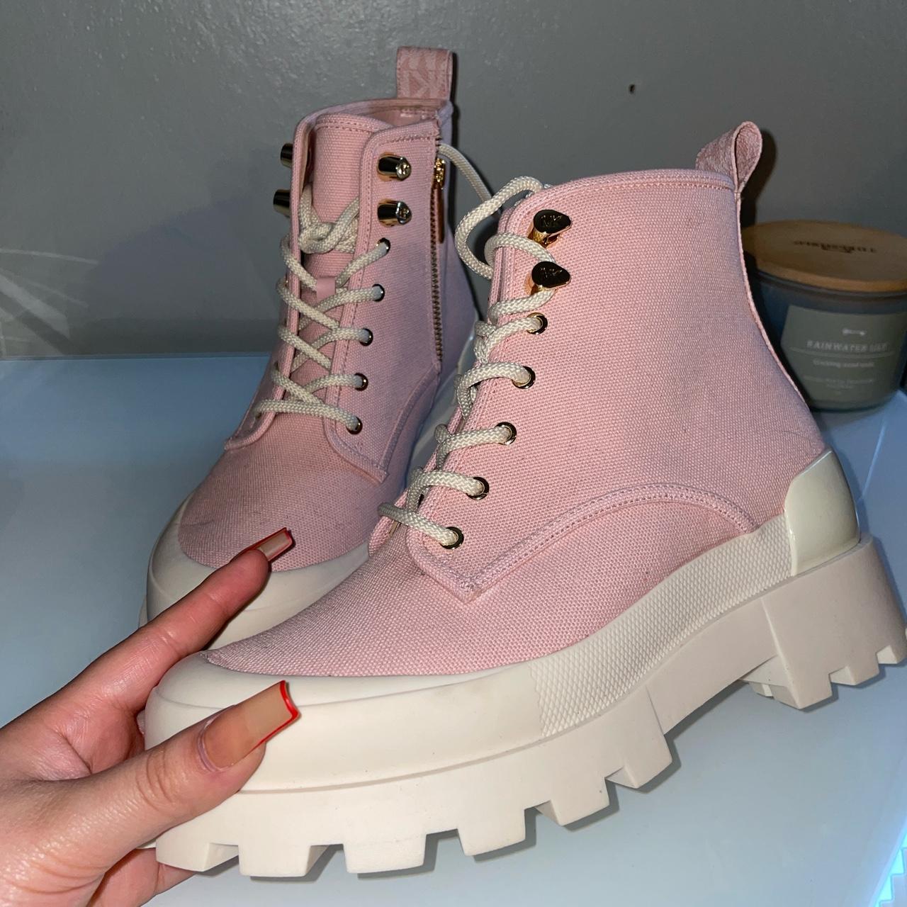 Michael Kors Pink Combat Boots The material is like