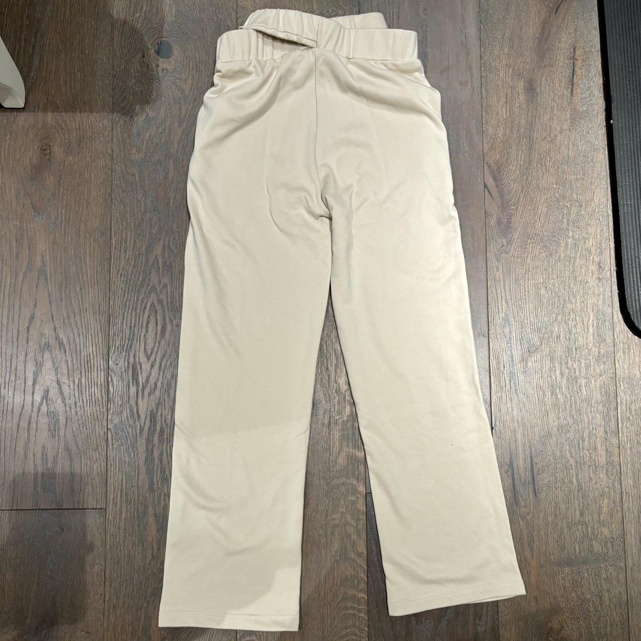 ★Wai Kei★ Double Banding Ribbon Sweatpants Cream YKBD02PT0 heyheyshine Double Waisted Sweatpants for Men Women Y2K Wide