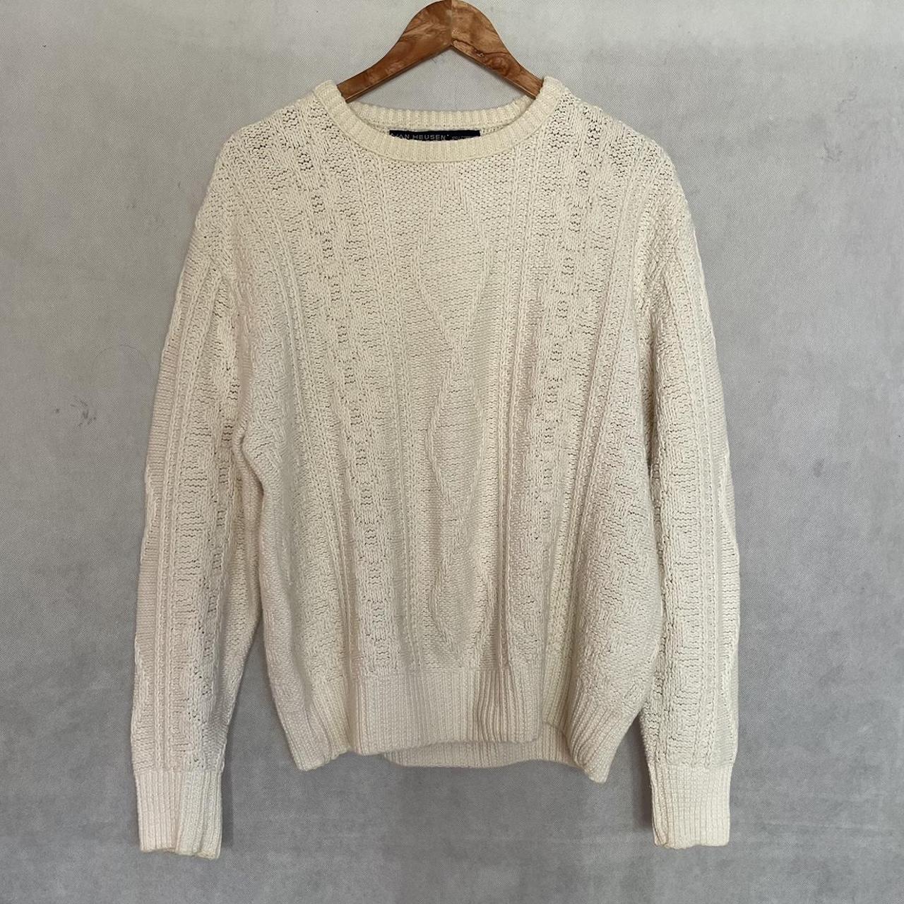 Vintage Van Heuson Cotton Cable knit sweater Creamy... - Depop