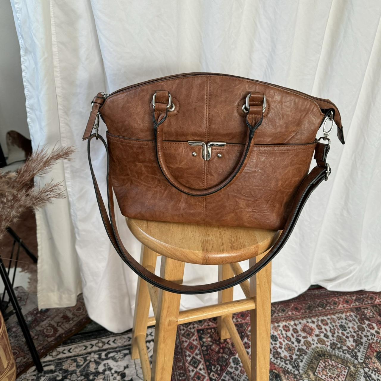 BUENO brown leather purse Medium size semi hard. Depop