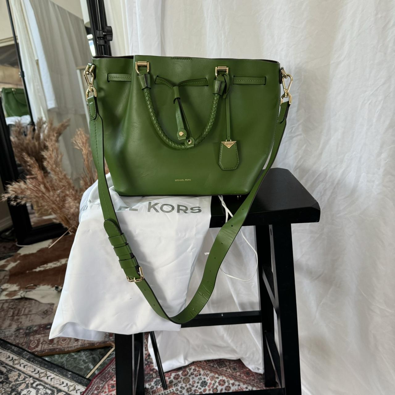 Brand New MIchael Kors bucket hat satchel Green... - Depop