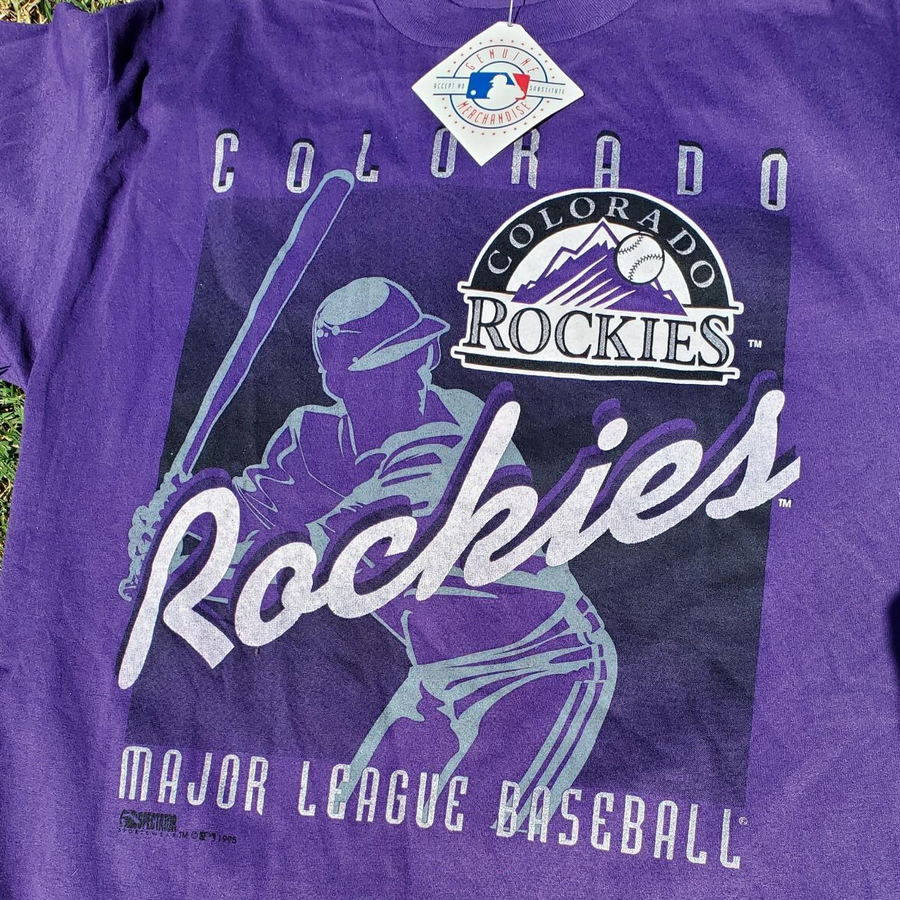 Vintage 90s T-shirt Colorado ROCKIES Mlb Baseball Purple 1995 