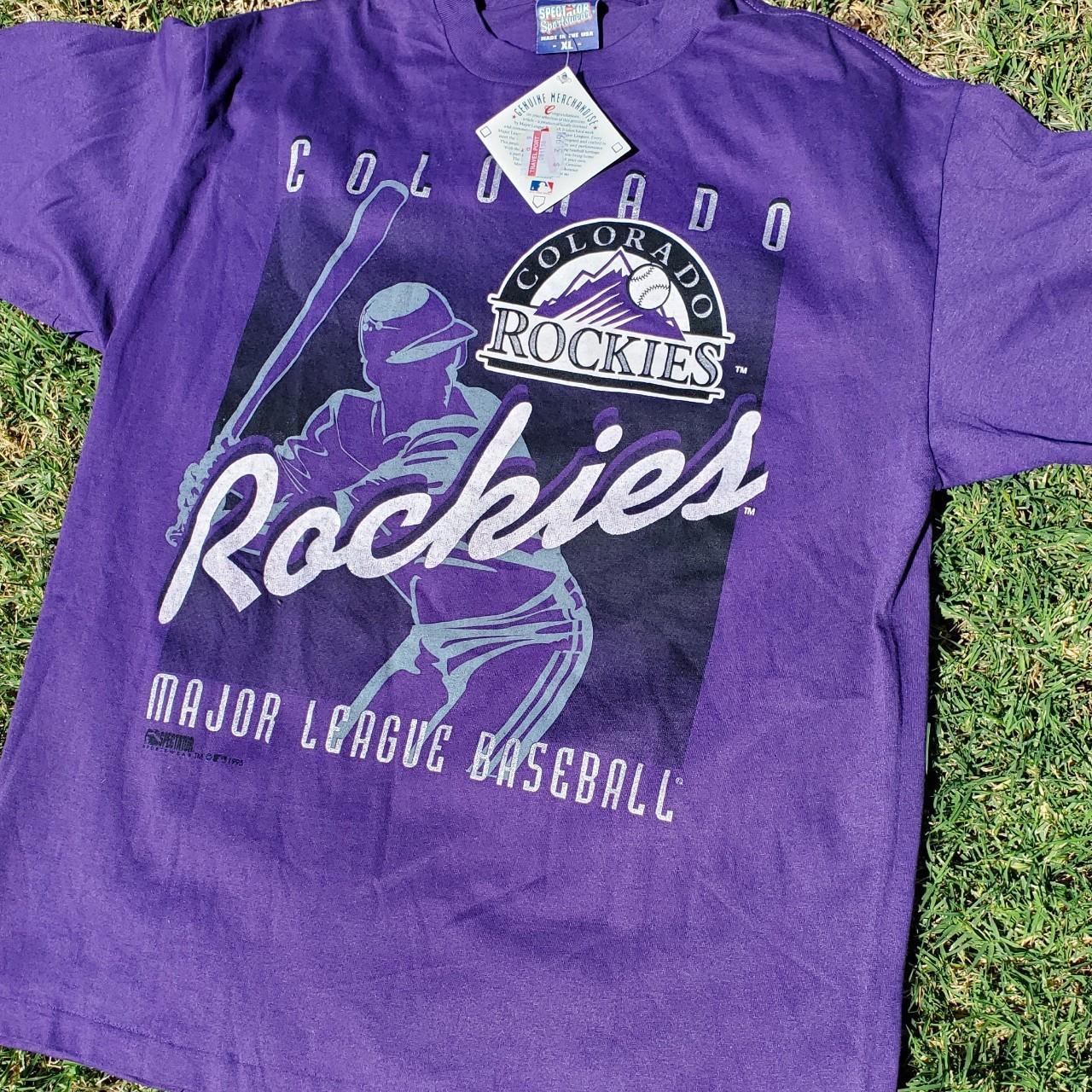 Vintage 90s T-shirt Colorado ROCKIES Mlb Baseball Purple 1995 