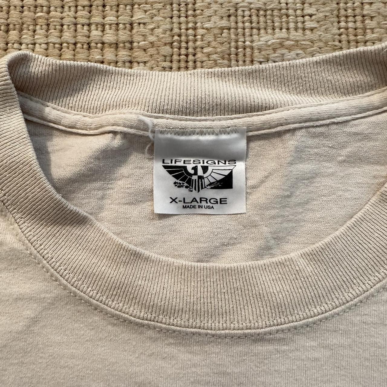 American Vintage Men's Cream and Black T-shirt | Depop