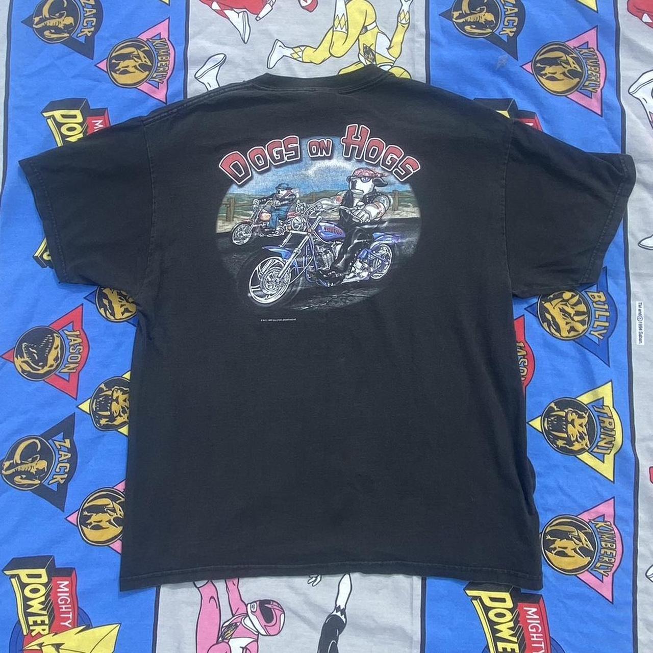 90s Big Dogs chopper tee 🐾 sz L bit stained on... Depop