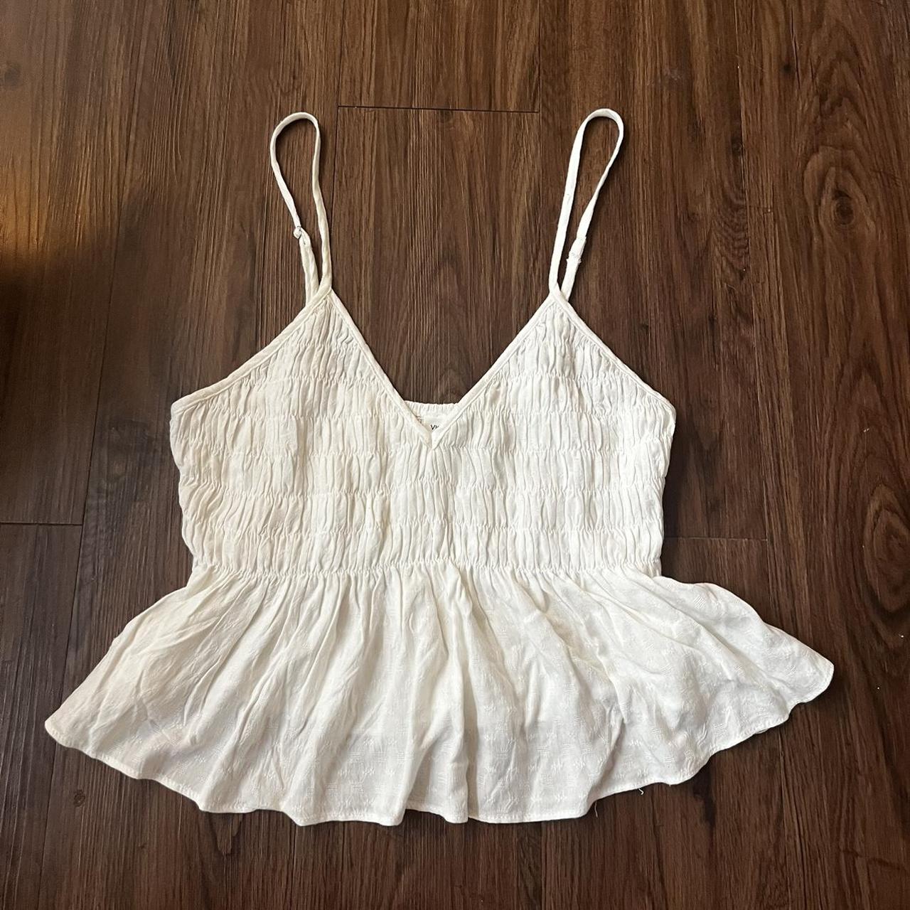 White cropped baby doll tank. Lightly worn, from a... - Depop