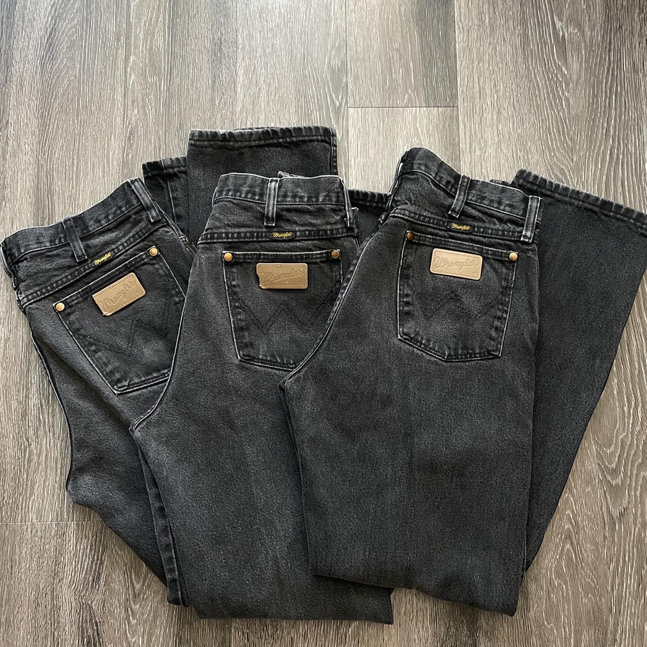 90’s Washed Black Cowboy Cut Wrangler Jeans Size -... - Depop